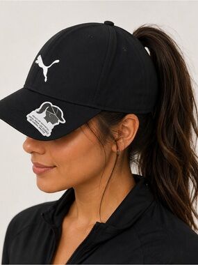 Puma Black Ponytail Baseball Cap with White Logo